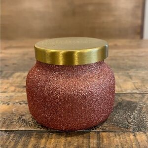 Glittery Pink Jar Candle with Gold Lid
